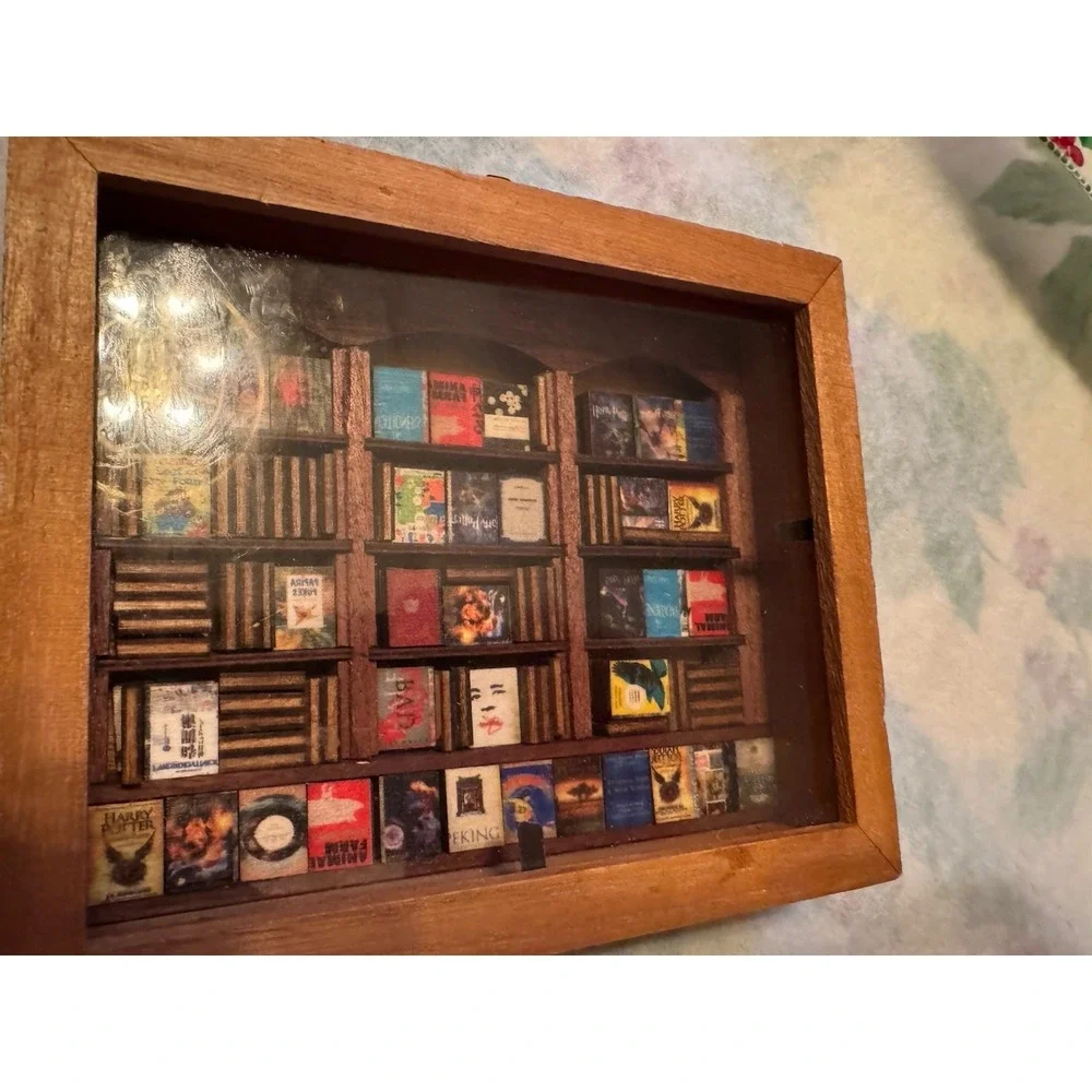 Miniature Anxiety Bookshelf Shake Away Stress‎ Relief Shadow Box Tiny Library